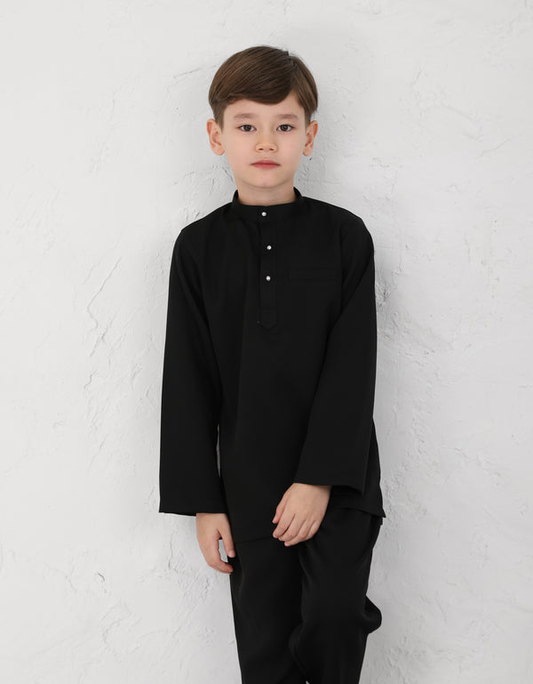 KIDS BAJU MELAYU AQSAD S/FIT (BLACK)